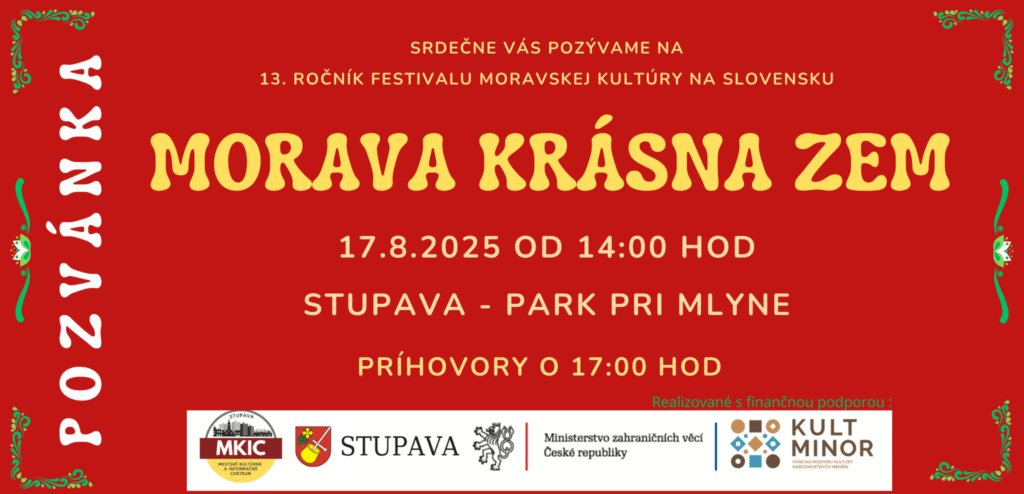 POZVÁNKA: Oslava moravské kultury na Slovensku / Stupava, neděle 17. 8. 2025